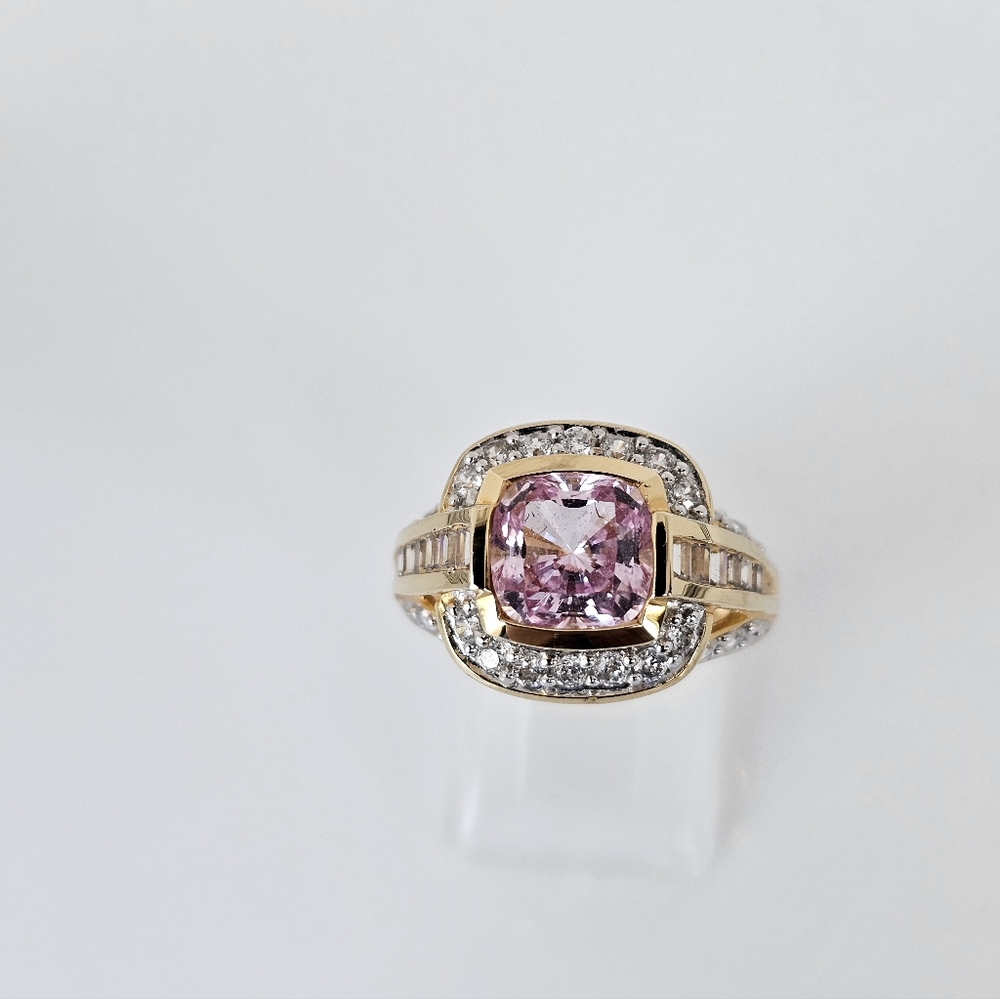 Rare Victoria Wieck Pink Sapphire & White Absolute Gemstones Vermeil Ring Sz 6! - Picture 8 of 11